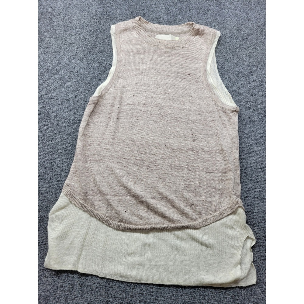 Brochu Walker MLN2040 Linen Blend Sleeveless Knit Top Beige Cream Small